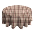 thumbnail image 4 of Beige Brown and Red Checkered Pattern Round Tablecloth 60"x60",Wrinkle Wipeable Table Cloth for Kitchen Dining Room Picnic Patio Party, 4 of 6