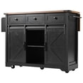 thumbnail image 2 of Black Farmhouse Kitchen Island Cart with Power Outlet & Sliding Doors - 53.7" Rolling Kitchen Storage for Dining & Kitchen Use, 2 of 43