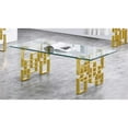 thumbnail image 2 of Contemporary Clear Glass Coffee Table with Gold Stainless Steel Base, 2 of 2