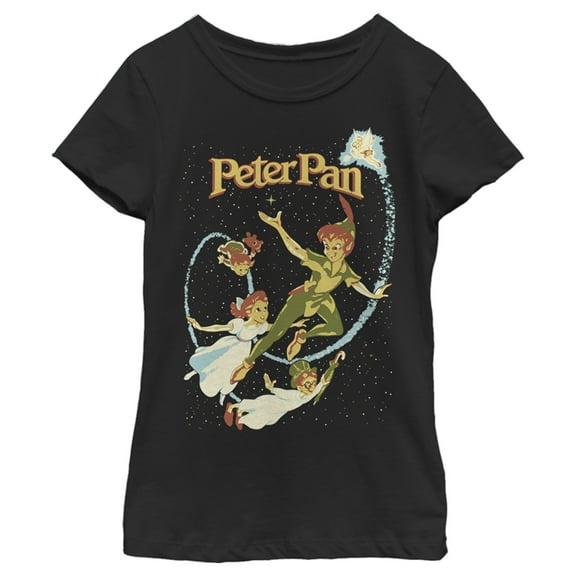 Girl's Peter Pan Flight Wish Graphic Tee Black X Large