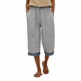 thumbnail image 6 of Workout Casual Pants for Women Linen Pants Summer Wide Leg Pants Elastic Waist Pants High Waisted Pants Casual Beach Trousers Pants M, 6 of 6