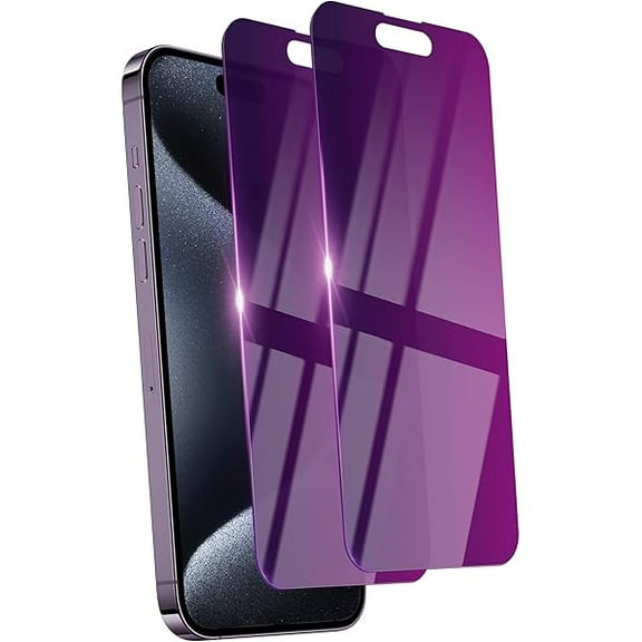 2 Pack Privacy Screen Protector for iPhone 15 Pro Max Tempered Glass for 15 ProMax 6.7inch Private Saver Anti-Spy Anti-Blue Light Eye Protection Anti-Scratch Full Coverage