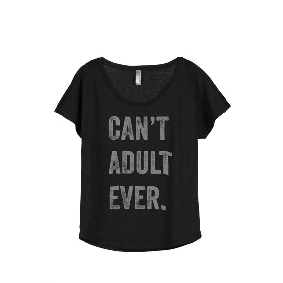 Thread Tank Cant Adult Ever Women's Relaxed Slouchy Dolman T-Shirt Tee Heather Black X-Large