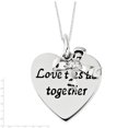 thumbnail image 2 of Solid 925 Sterling Silver Antique CZ Cubic Zirconia Love Ties Us Together 18in Heart and Bow Pendant Necklace Charm Chain 18", 2 of 5