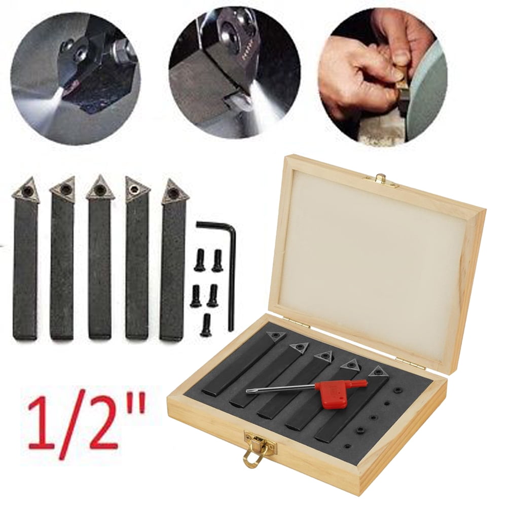 Mgaxyff 5Pcs 1/2” Indexable Carbide Insert Lathe Tools Set Turning