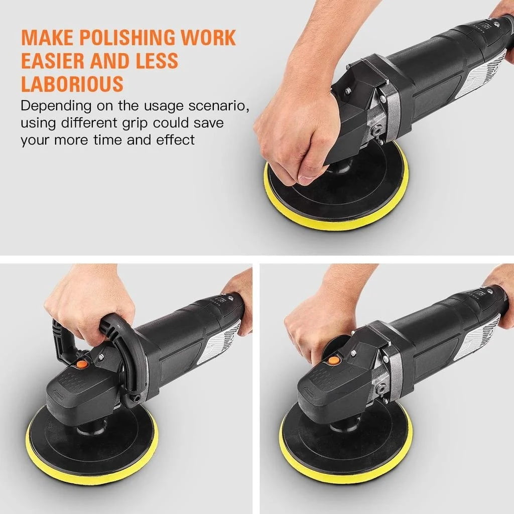 DOVAMAN Buffer Polisher, 6/7 Inch Car Polisher w/12.5A 1500W Motor, Constant power, 6 Speed 1000-3000 RPM, Waxing, Swirls-Free