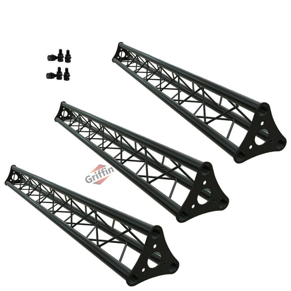 3-PACK Stage Mount Triangle Truss Extension by Griffin 5Ft Trussing Sections for DJ Booth Lighting System Stand Mount Light Cans & Sound Effects for Pro Audio Equipment Gear Parties, Live Gigs