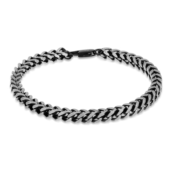 Metro Jewelry Black Ion Plated Stainless Steel 5 MM Foxtail Chain Bracelet