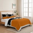 thumbnail image 5 of Full Quilt Set 78''x90'', Orange Black Lightweight Summer Bedspread Coverlet Set with 2 Pillow Shams, Farmhouse Striped Modern Abstract Art Breathable All Season Quilt Bedding for Bedroom/Guest Room, 5 of 9