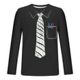 thumbnail image 4 of Wyobmus Plus Size Fake Tuxedo Shirts for Men Funny Bowtie Printed Long Sleeve T-Shirt Novelty Crewneck Pullover Graphic Tee Tops C-Black, 4 of 4