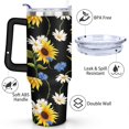 thumbnail image 3 of the Small Daisy Sunflower Is Black 40 Oz Tumbler with Handle Lid and Straw, Stainless Steel Double Walled Vacuum Insulated Cup, Cute Birthday Gifts Tumbler for Women Men Friends, 3 of 7
