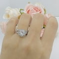 thumbnail image 2 of Two Piece Round Halo Floral Ring Cubic Zirconia 925 White Tone Sterling Silver, Size 6, 2 of 7