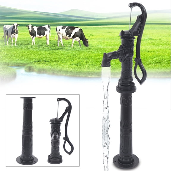 Hand Water Pump Well Pitcher Cast Iron Press Suction Yard Garden  Raised Base for gardens, parks, ponds