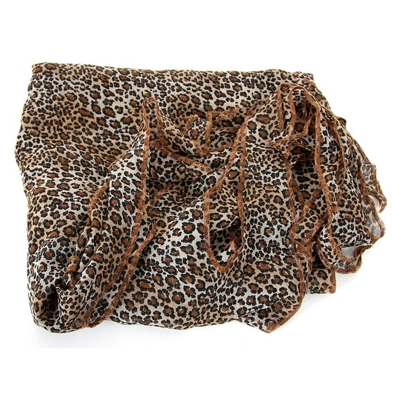 Women's Leopard Print Fringed Polyester Scarf Brown Scarf Wrap 88 x 44 inches