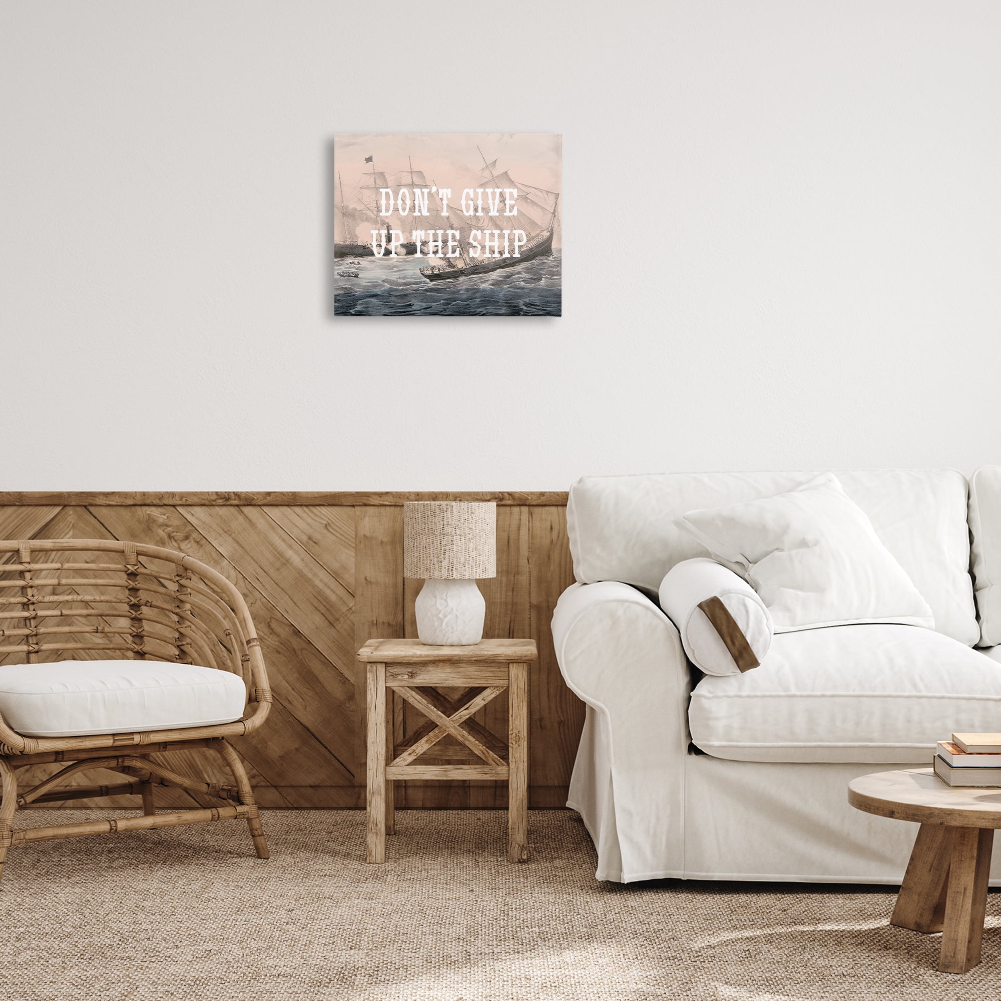 Stupell Industries Don't Give Up Ship Nautical & Beach Painting Wrapped Canvas Art Print Wall Art, 20 x 16