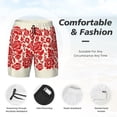 thumbnail image 4 of Kdxio Flowers Red Beige Print Men'S Swim Trunks With Compression Liner 7 Inch Inseam Quick Dry Swim Shorts, 4 of 7
