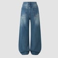 thumbnail image 6 of Girls Blue Wide Leg Jeans High Rise Balloon Pants Stretchy Vintage Denim for Teens Juniors 9-16 Years Casual School Jeans,Size 15-16 T, 6 of 6