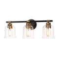 thumbnail image 3 of LNC Black & Gold 3-Light Bathroom Vanity Light with Clear Bell Glass Shades, Dimmable, 3 of 13