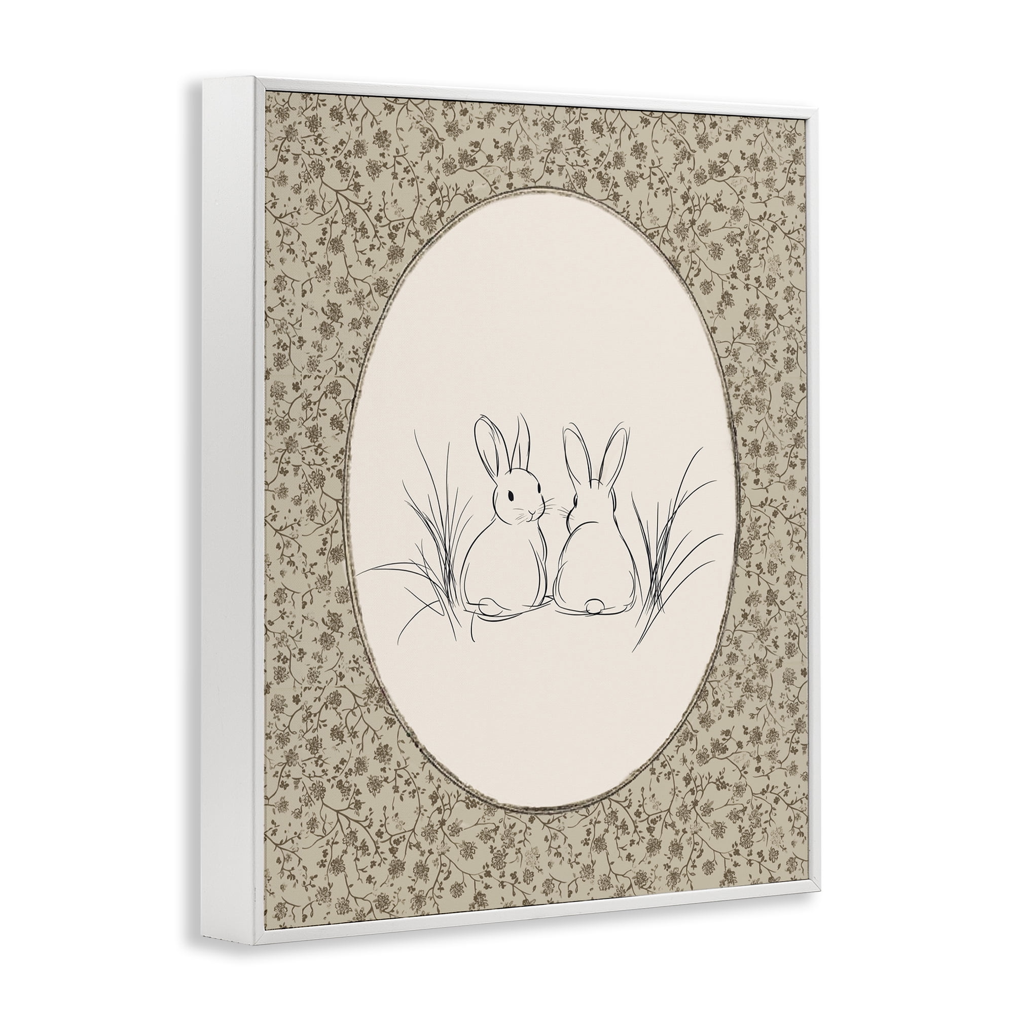 Stupell Industries Vintage Baby Bunnies White Framed Giclee Art, design by Ramona Murdock