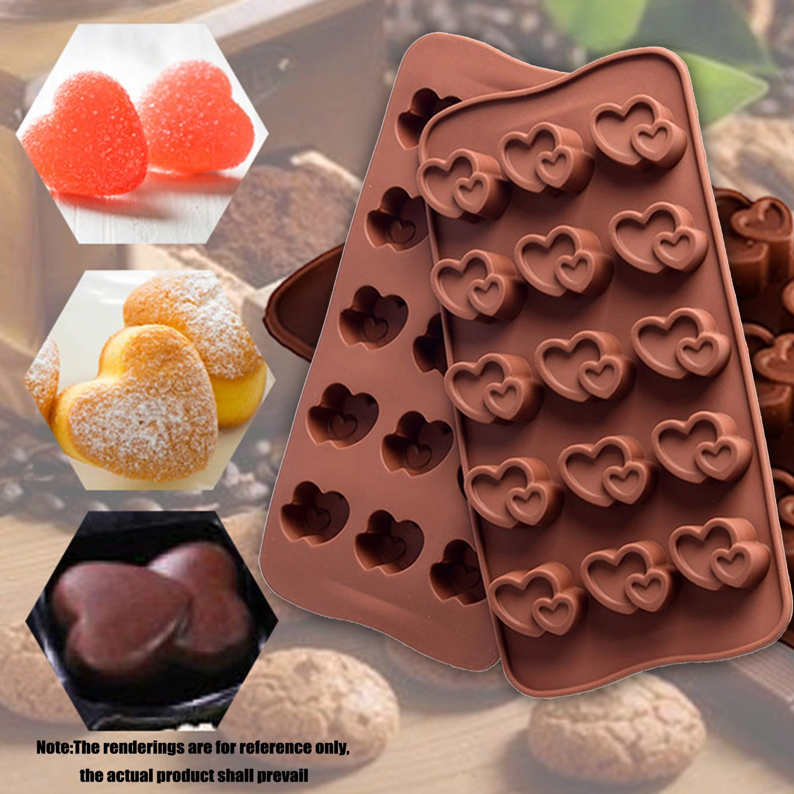3pcs Heart-shape Silicone Ice Chocolate Cake Jelly Candy Mold Mini Tray Pan 