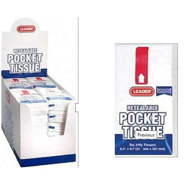 Leader Facial Tissue Pocket Pack, 24X10ct