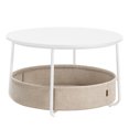 thumbnail image 1 of VASAGLE Table Basse avec Rangement, Table Centrale Ronde pour Salon avec Panier en Tissu, Style Moderne, Cadre en Métal, Blanc Mat et Brun Chameau, 1 of 6