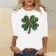 thumbnail image 1 of TaTaai Women St. Patrick's Print Loose Black Crew Neck 3/4 Sleeve Top Fashion Casual T-Shirt Ladies Spring Holiday Wear Lightweight Breathable Non-See-Through No Fading Stylish Top Gift, 1 of 7