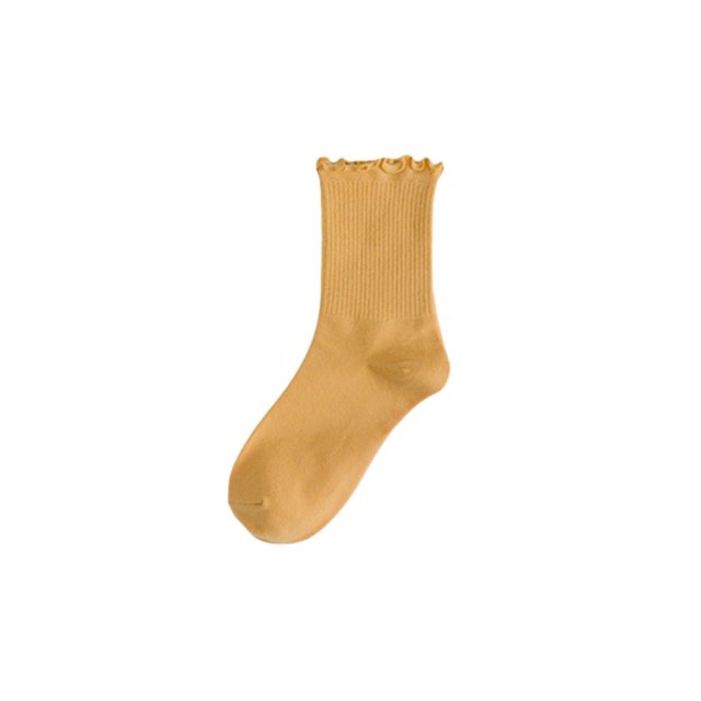 Calcetines blancos con borde en las orejas para mujer, calcetines de longitud media, calcetines apilados de encaje de color liso, sencillos, de estilo académico, de verano