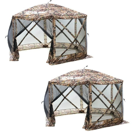 Screen Room Gazebo - Clam Quick Set Camping Outdoor Gazebo Canopy Shelter Screen, Camouflage (2 Pack)