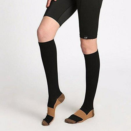 Copper Infused Compression Socks - Closed Toe Zip Up Circulation Pressure Stockings - Knee High For Support, Reduce Swelling & Better Circulation