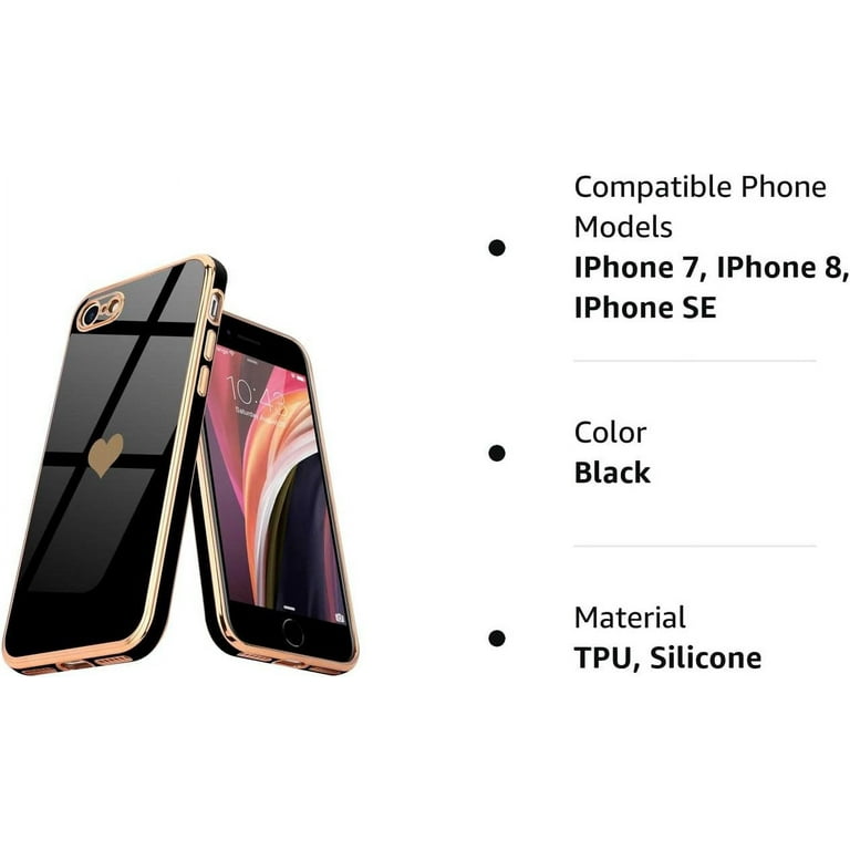 Mionbel iPhone SE, 7, 8 Case, Love-Heart Bling Plating Soft