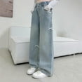 thumbnail image 2 of Nskgu Jeans for Girls Baggy Wide Leg Cute Bow High Elastic Waisted Denim Pants Y2K Boyfriend Skater Streetwear Size 5-15 Years, 2 of 7