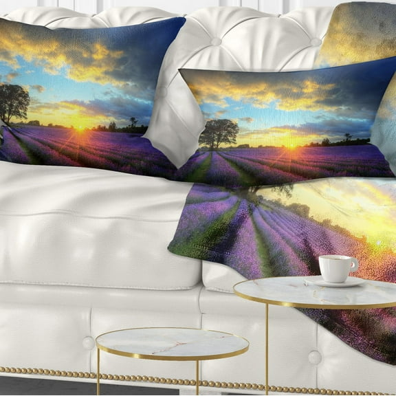 Designart 12" x 20" Purple Polyester Throw Pillow