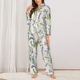thumbnail image 2 of Pajama Sets for Women 2 Pcs, Wisteria flower Button Down Long Sleeve Sleepwear Lounge PJ Sets, 2 of 6