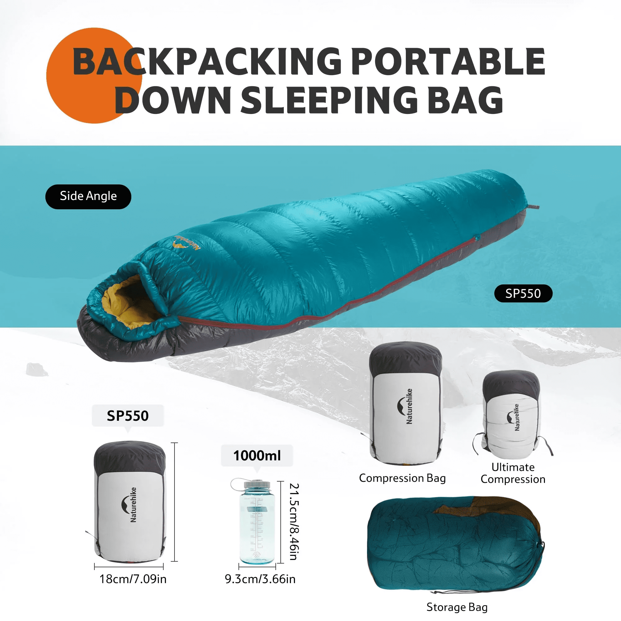 Naturehike 0 Degree Down Mummy Sleeping Bag，650FP Cold Weather Backpacking Sleeping Bag with RDS Down，2.19LB Camping Sleeping Bag for Adults 80.7*31.5in