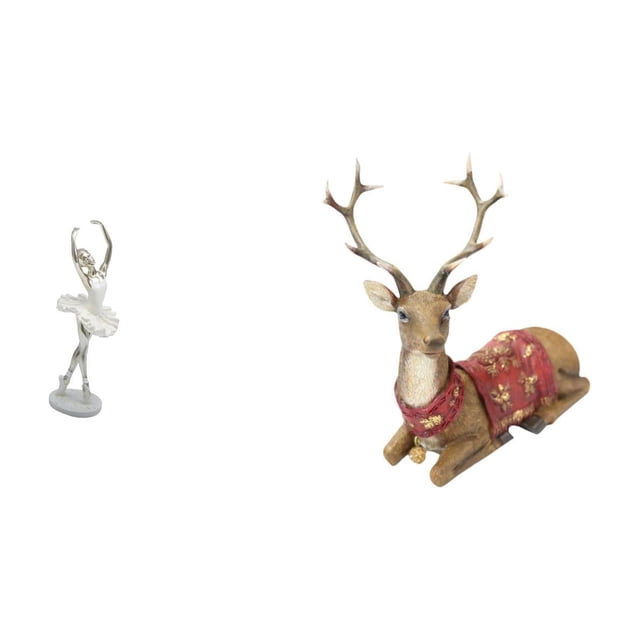 Figura de escritorio de bailarina de ballet, estatua de reno, escultura de ciervo y alce, de resina. Ideal para regalar o decorar el hogar u oficina.