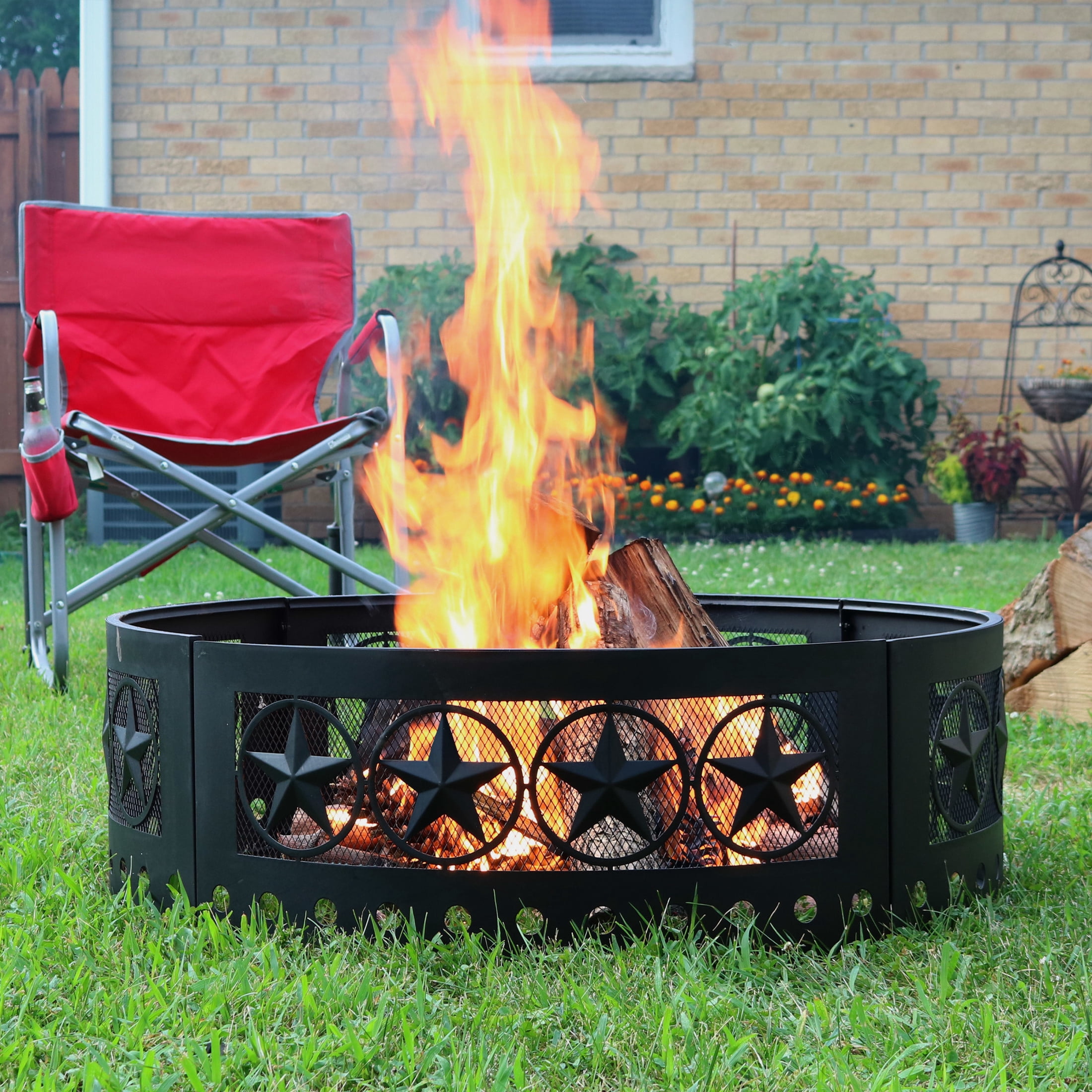 Sunnydaze Four-Star 36" Round Steel Heavy-Duty Fire Pit Ring