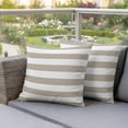 thumbnail image 4 of 2 Pack Outdoor Waterproof Throw Pillow Covers, Beige and White Stripe Decorative Square Pillow Case Patio Pillowcases for Chair Couch Sofa 16x16in, 4 of 9