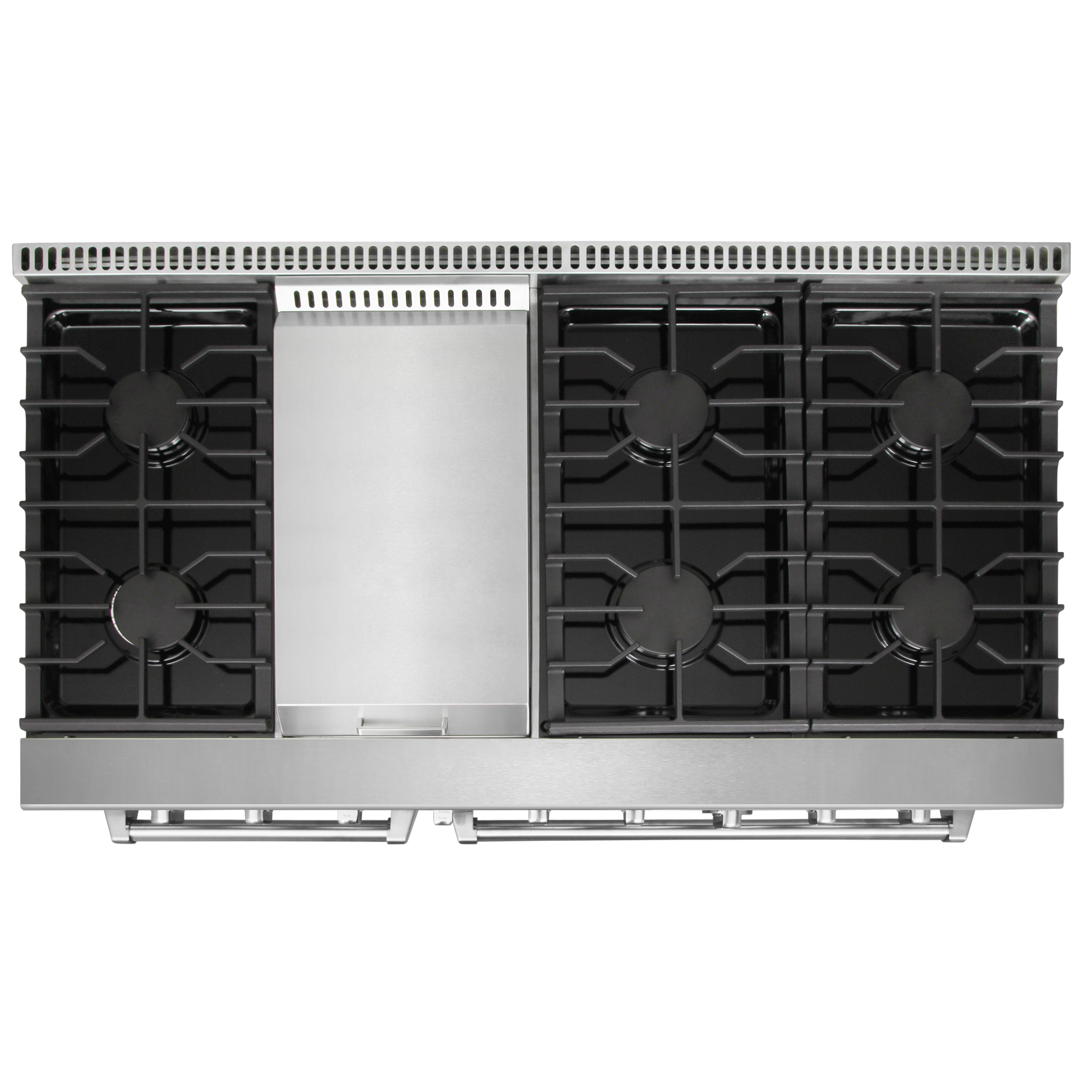 Kostch 48in Propane Gas Range with 6 sealed burners and 1 griddle, Range oven in Stainless Steel, Red
