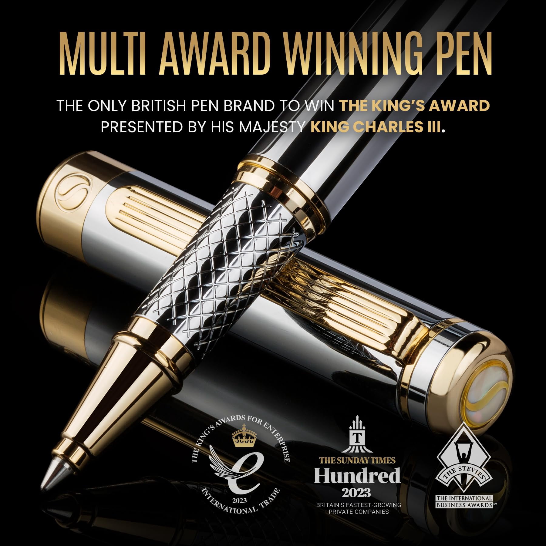 Chrome Rollerball Pen - Stunning Luxury  Real Schmidt Ink Refill Roller Ball Gift Set For Men & Women Professional Executive Office Fancy Pens
