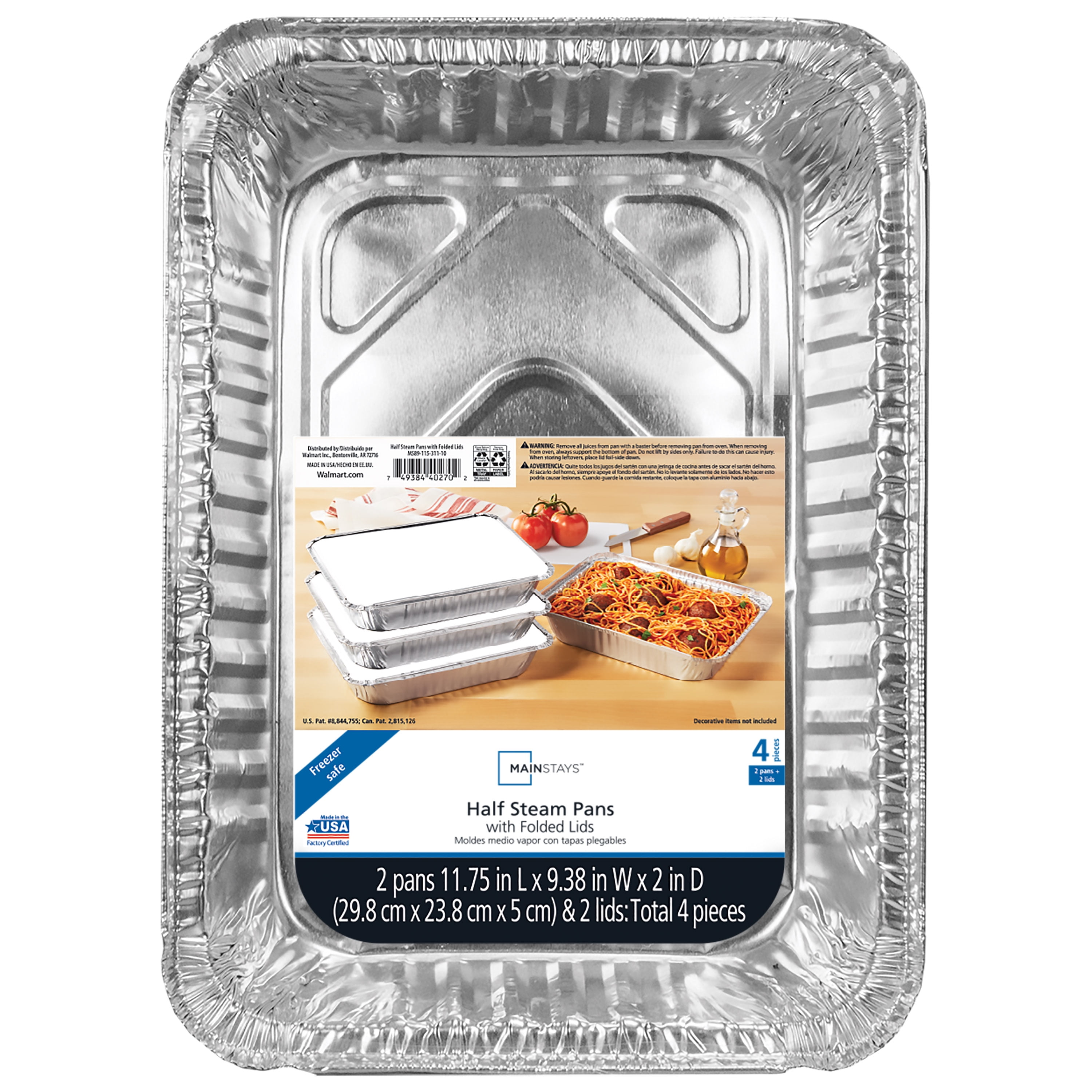 Mainstays Foilware Large Aluminum Foil Takeout Pans with Folded Lids 2 Count