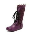 thumbnail image 5 of Miluxas Women's Closed Round Toe Lace up Flat Heel Casual Versatile Cool Winter Women's Flats Mid Calf Boots Purple 8.5(41), 5 of 9