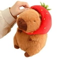 thumbnail image 4 of Lindo juguete de peluche de capibara, capibara esponjoso kawaii con bolsa de tortuga, gorro de fresa, animales de peluche, regalo para niños, decoración del hogar, 4 of 5