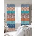 thumbnail image 3 of Teal Orange Striped Blackout Curtains 84 Inches Long for Bedroom, Boho Modern Geometric Abstract Art Thermal Insulated Room Darkening Black Out Window Curtain Panels Grommet Drapes for Living Room, 3 of 8