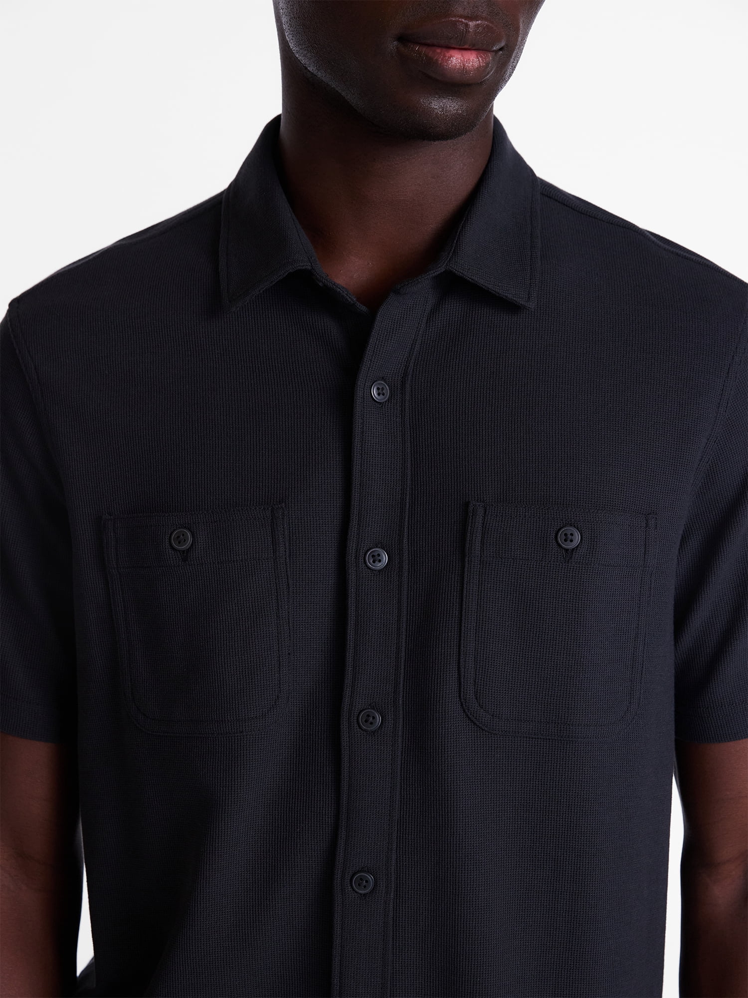 George Men's Waffle Knit Shirt with Short Sleeves, Sizes S-5XB