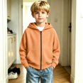 thumbnail image 5 of Abcomgle Kids Zip Up Hoodie Boys Waffle Knit Full-Zip Jackets for Teens Raglan Long Sleeves Boys Sweaters Trendy Fall Hooded Hoodies for Boys with Pockets, 5 of 6