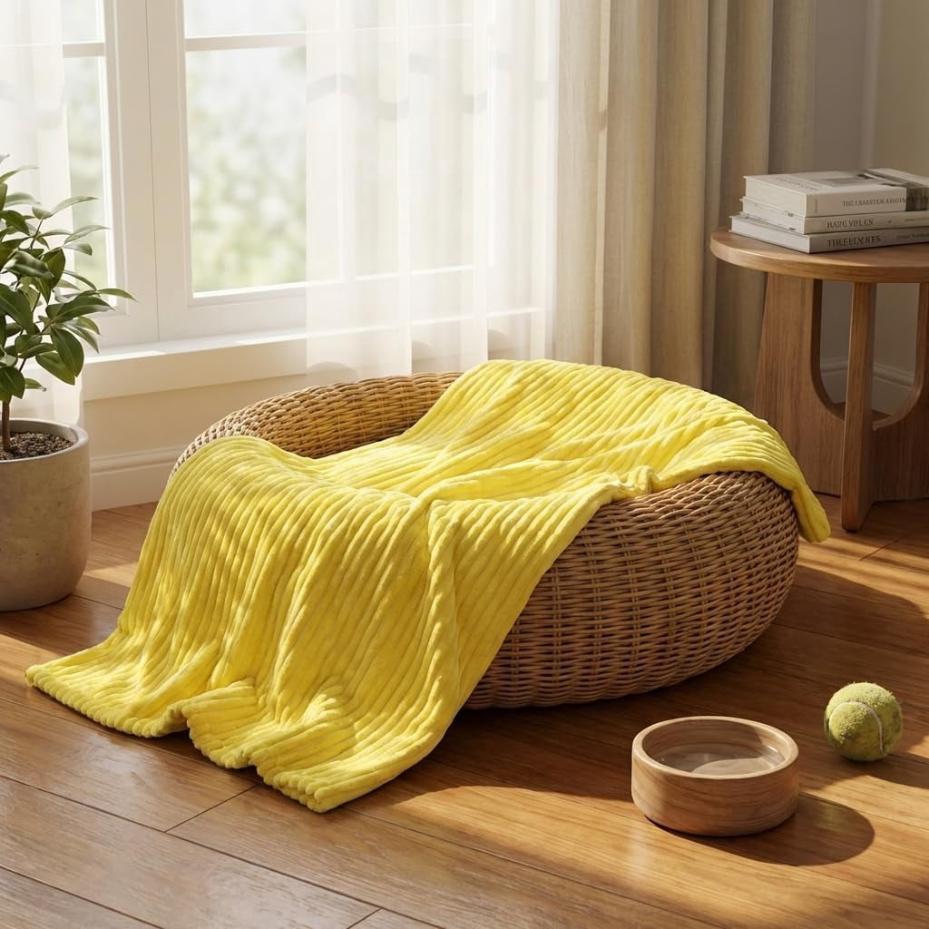 Yellow Dog Blanket, Emotional Support & Security Blanket, Soft & Warm Pet Blanket, Rabbit Fleece Polyester, Cozy & Calming for Dogs & Cats, Indoor & Outdoor Use (Yellow, 27.55 * 39.37in)