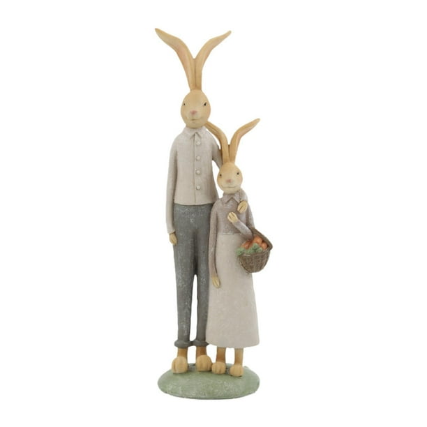 Figura de conejo de Pascua familiar, decoración de mesa, regalo de inauguración de la casa a prueba de agua Papá e hija