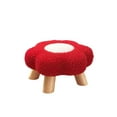 thumbnail image 4 of kkbbma under $5 Small Footstool, Flower Shape Wood Ottoman Stool, Sofa Tea Stool, Velvet Padded Shoes Bench, Footrest Stepstool, Padded Seat Wooden Legs, for Bedroom, 4 of 9