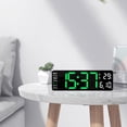 thumbnail image 1 of Reloj de pared digital Macarena Fecha Temperatura Brillo con control remoto LED Memoria de potencia silenciosa para de noche Dorm VERDE, 1 of 8